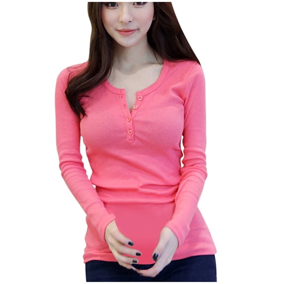 Tops for Women Trendy Short Sleeve Tunic Shirt Thermal Layer Shirt Women Tunic Top Womens Eyelet Sweater Tops V Neck Baseball Shirts Organic Womens Long Sleeve plus Summer Pink L