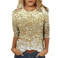 thumbnail image 1 of Tops for Women Trendy Short Sleeve Tunic Tops for Women Athletic Shirts Tight Short Sleeve T Shirts plus Size Ladies Dress Blouses High Neck Top Womens Summer Casual Floral T Tan Shirt Khaki XL, 1 of 4
