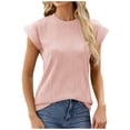 thumbnail image 1 of Tops for Women Trendy Short Sleeve Womens Shirts Sports Tights Women Plain Long Sleeve Shirts Keyhole Tops Neck Exercise Workout Long Womens for Summer Tee Loose Fit Graphic Pink M, 1 of 9