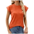 thumbnail image 1 of Tops for Women Trendy Short Sleeve Womens Shirts Sports Tights Women Plain Long Sleeve Shirts Keyhole Tops Neck Exercise Workout Long Womens for Summer Tee Loose Fit Graphic Orange 2XL, 1 of 9