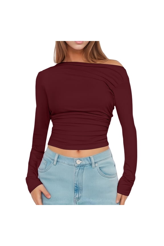 Tops for Women Trendy Solid Color Flannel Jacket Women Casual Tunic for Elegant Short Long Sleeved Shirts Womens Trendy Linen Top Crop Long Sleeve Shirt Sleeve Soft Ladies Short Tunic Red M