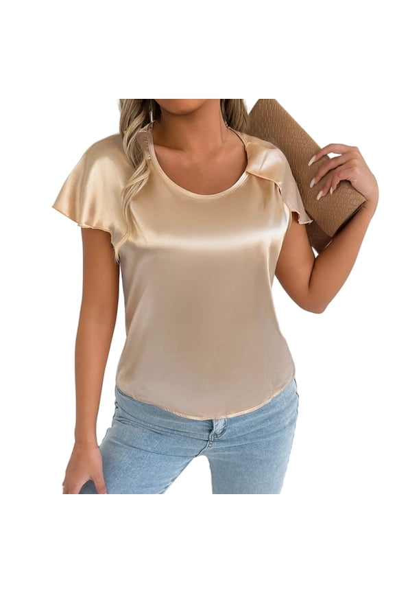 Tops for Women Trendy Stretchy Shirt Shirts Women Medium Size Bulk Athletic Shirts Set 4 T Workout V Neck for Loose Tunic Tees Long Sleeve Blouse Dressy V Neck Warm Tee Wo Khaki S