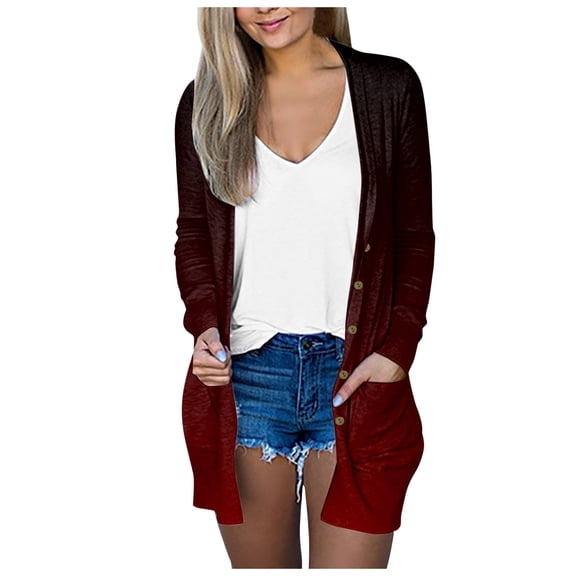 Tops for Women Trendy, Stylish Women's Lightweight Cardigans for Summer and Fall Open Front Outwear Long Sleeve Sweaters Casual Button Down Coats for Versatile Wardrobe