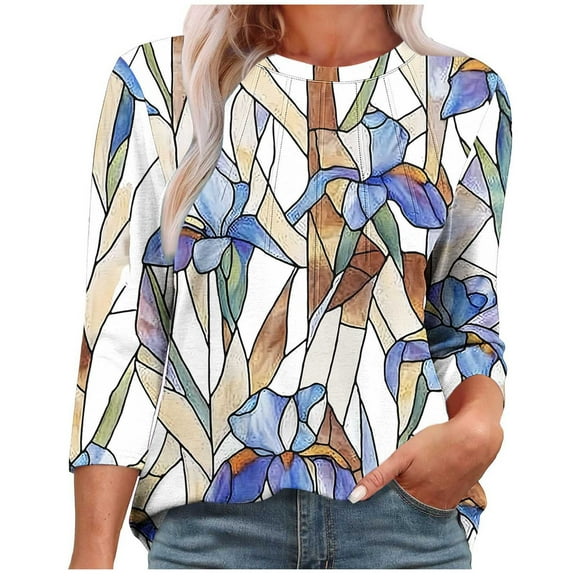 Womens Blouses Fall 2025 Going Out Tops Trendy Big Chest Workout 3/4 Sleeve Shirts Funny White Button Up Shirt Blouse
