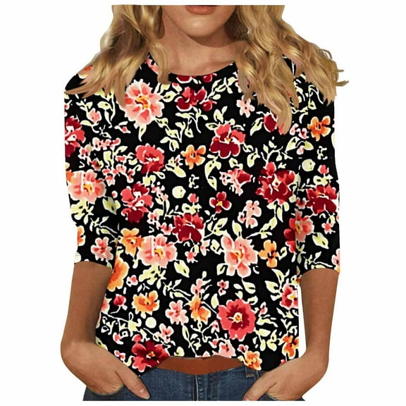 Boho Tops for Women Camisole Tops Cotton Spandex Dressy 3/4 Sleeve Shirts Petite Long Sleeve Blouses 2025