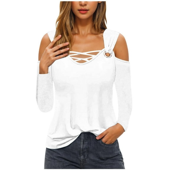Tops For Women Trendy Summer Sexy Womens Tank Tops Athletic Racerbacks Long Sleeve Shirts For Women Graphic T-Shirts Summer Blouses For Women 2025 Work Women'S T Shirts Pack V Neck