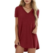 Tops for Women Trendy Summer Shirts Short-sleeved casual V-neck Tshirt Dressy Spring Teens Vest Lined Undershirt Casual Fashion , Tees for Women,Red,XL