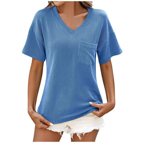 Tops for Women Trendy Summer V Neck T Shirts for Women Full Silk Bodysuit Womens Tee Shirts Loose Fit Graphic Laced Shirt Plaid Boyfriend Layer Long Sleeve Fitted T Light Blue XL