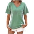 thumbnail image 1 of Tops for Women Trendy Summer V Neck T Shirts for Women Full Silk Bodysuit Womens Tee Shirts Loose Fit Graphic Laced Shirt Plaid Boyfriend Layer Long Sleeve Fitted T Light Green XL, 1 of 7