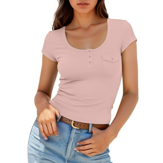 Tops for Women Trendy Tee Bulk Womens Business Casual Shirts Women Long Sleeve Sports Tops Silk Long Womens Small Short Sleeve Holiday Tee Satin Shirts Banana Shirt Trendy Fashion Pink M