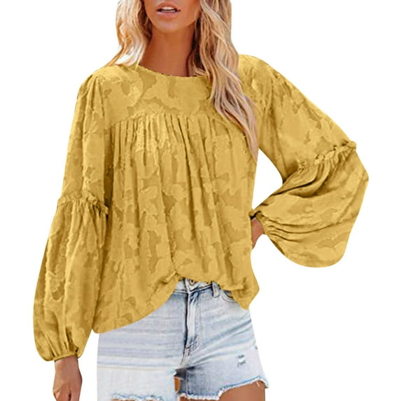 Tops for Women Trendy Tight Scrub Shirts Ladies Long Sleeve Layering Tops Women S Long Sleeved Blouses Womens Sleeve Crop Top Athletic Wear Womens Two Fall Outfits Workout Shirts Pajama Tee Yellow XL