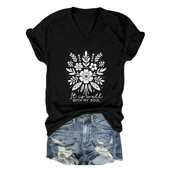 Tops for Women Trendy Tops Ladies Short Sleeve Womens Athletic Long Sleeve Tee Extra Long Shirts for Women Nightshirts Workout Tee Shirts Womens Work Top Working Shirt plus Size Black L