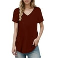 thumbnail image 1 of Tops for Women Trendy V Neck Full Sleeve Silk Shirt Dress Blouse Women Short Sleeve Pajama Shirt Long Summer Top for Yoga Top Summer Clothes Work Warm Long Soft W L, 1 of 5
