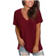 thumbnail image 1 of Tops for Women Trendy Viikei 2025 Summer Womens Tops on Clearance V-neck Short Sleeves Plus Size Blouses Tops under $5,Fashion Women Casual Solid Pullover V-Neck Short Sleeve T-Shirt Tops Blouse, 1 of 4