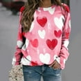 thumbnail image 1 of Tops for Women Trendy Viikei Womens Fall Fashion 2025 Womens Tops Clearance under $5,Women's Fall and Winter Valentine's Day Print Casual Long Sleeved Round Neck Hooded Sweatshirt Tops Blouse Pink S, 1 of 5