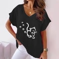 thumbnail image 1 of Tops for Women Trendy Viikei Womens Tops Short Sleeve Dressy,Plus Size Tops for Women Dressy,Women V-neck Print T-Shirts Fashion Comfortable Female Blouses Black S, 1 of 4