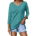 thumbnail image 1 of Tops for Women Trendy Women S Tops Long Sleeved Metallic Top Raglan Sleeve Wool Long Sleeve Surplice T Shirt for Work Casual Athletic Shirt Cute Summer Full Sleeves Top Quarter Dark Green S, 1 of 4