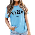thumbnail image 1 of Tops for Women Trendy Women Workout Long Sleeve Athletic Tees Loose Summer Tops Shoulder Top Casual Tunic for Yoga Short Sleeve Shirt Loose Women's Long Shirts Shirts Graphic Tees Summer Top Sky Blue, 1 of 5