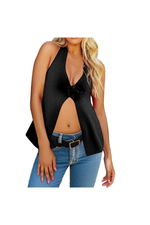 Tops for Women Trendy Women's Fitted Floral Knit Vest Top Stylish And Comfortable Athletic Cropped Top Berry Top Women Big Tall Top Athletic Crop Tops Must Haves for Women