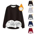 thumbnail image 1 of Tops for Women Trendy Women's Solid Color Sweatshirt Women's Casual Long Sleeve Crewneck Pullover Sweatshirt Soft Lined Comfortable Loose Fit Basic Solid Color Tops For Fall Winter, 1 of 3