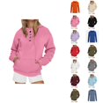 thumbnail image 1 of Tops for Women Trendy Women's Solid Color Sweatshirt Women's Solid Color Hooded Sweatshirt Ice Silk Ribbed Casual Pullover Sport Top Long Sleeve Button Up Shirt For Daily Wear And Outdoor Activities, 1 of 5