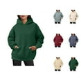 thumbnail image 1 of Tops for Women Trendy Women's Solid Color Sweatshirt Womens Oversized Sweatshirts Pullover Hoodies Artificial Short Velvet Sweaters Long Sleeve With Pockets Winter Fall Outfits Clothes, 1 of 5