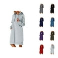 thumbnail image 1 of Tops for Women Trendy Women's Solid Sweatshirt Women's Casual Hooded Sweater Dress Split Hem Long Sleeve Pullover Tunic Top For Daily Wear In Fall And Winter, 1 of 6