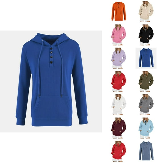 Tops for Women Trendy Women's Solid Sweatshirt Women's Solid Color Hooded Sweatshirt Ice Silk Ribbed Casual Pullover Sport Top Long Sleeve Button Up Shirt For Daily Wear And Outdoor Activities