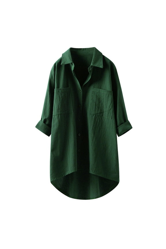 Tops for Women Trendy Womens Casual Chiffon Ladies round Neck Long Sleeve Blouse Tops plus Size Blouses Sexy Extra Long Sleeve Shirts for Women Shirts Button up Pullover Top Yoga Clothe Army Green 3XL