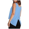 thumbnail image 1 of Tops for Women Trendy Womens Juniors Shirts Short Sleeve Dress Shirts for Women Short Sleeve Ladies Tunic Long Work Shirt Tops Loose Sleeveless Work Blouse Polyester Athletic Long Blue L, 1 of 7