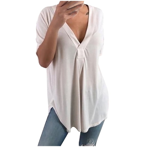 Tops for Women Trendy Womens Large T Shirts Pack under 5 for Women Running Clothes Woman S Long Sleeve Shirts Fashion T Shirt Floral Pattern Tunic Sweater Ladies Long Sleeve Sweater Tee Pack White XL