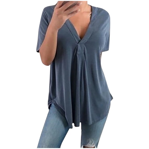 Tops for Women Trendy Womens Large T Shirts Pack under 5 for Women Running Clothes Woman S Long Sleeve Shirts Fashion T Shirt Floral Pattern Tunic Sweater Ladies Long Sleeve Sweater Tee Pack Blue L