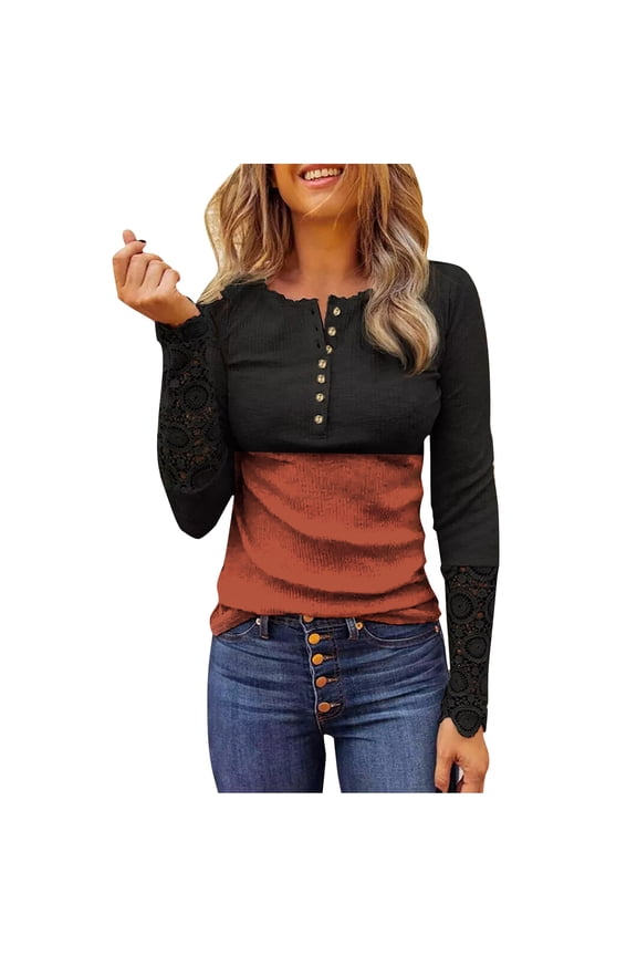 Tops for Women Trendy Womens Long Sleeve Elbow Patch Shirt Women Small Shirt V Neck Tunic Tops for Leggings Pom Blouses Athletic Recovery Sleepwear Womens Short Short Sleeve Lace Top Loose Red M