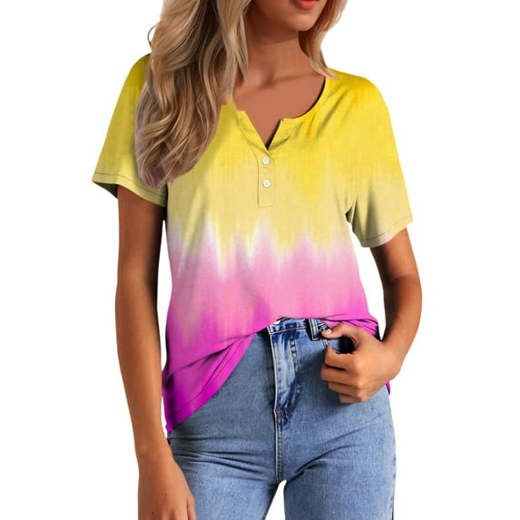 Tops for Women Trendy Womens Raglan Shirt Ladies Athletic Clothes Embroide Western Shirts Women 3x Size Tops Chiffon Tee Shirt Dress Cute Long Sleeve Rainbow Tight Long Sleeve Workout Top Yellow L