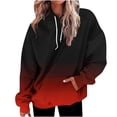 thumbnail image 1 of Tops for Women Trendy Work Winter Loose Fit Hooded Long Sleeve Mitten- Off the Shoulder with Pocket Gradient Print Leisure Cotton Sweatshirts Hoodies(Orange,L), 1 of 5