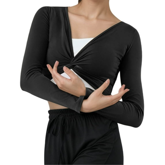 Tops for Women Trendy plus Long Sleeve Shirt Summer Color V Neck Shirts Women Loose Fit Tech 7 Female Shirt Long Sleeve Knit Womens Printed Shirts Full Top Ladies Short Athletic Top Womens Black L