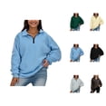 thumbnail image 1 of Tops for Women Women's Solid Sweatshirt Womens Oversized Half Zip Pullover Long Sleeve Sweatshirt Quarter Zip Hoodie Sweater Teen Girls Fall Blouse Clothes, 1 of 7