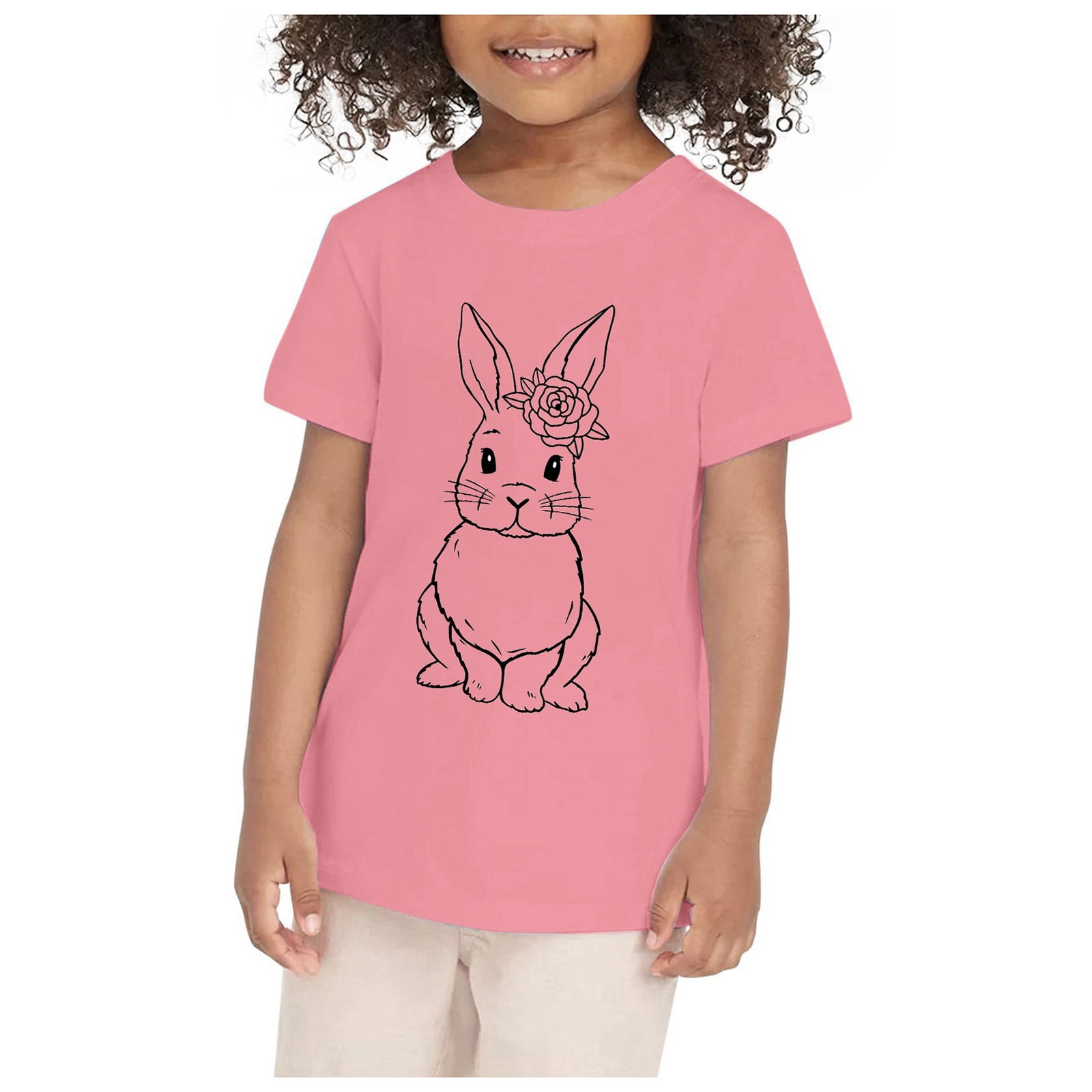 Tops for Boys and Girls Short Sleeve Round Neckline Relaxed Fit Letter