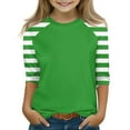 thumbnail image 1 of Tops for Girls 3/4 Sleeve Crewneck Raglan Shirts Casual Summer Blouses Loose Fit Baseball Tee Soft Comfort Green 120, 1 of 4