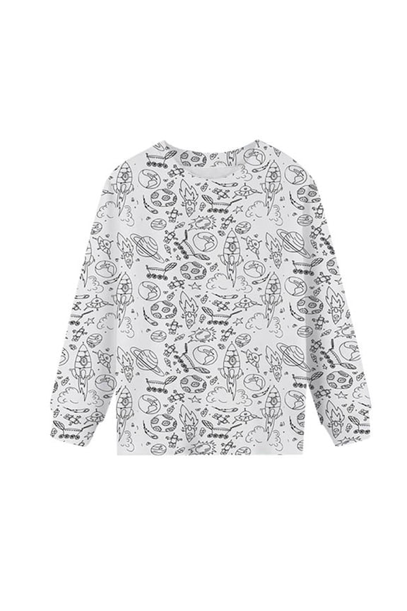 Tops for Girls Kids Diy Hand Painted Personality Long Sleeve T Shirt for Girl and Boys