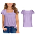 thumbnail image 1 of Tops for Girls Ruffle Short Sleeve Square Neck Blouse Fashion Tops Tees Summer Tops 5-6 Years Girl Clothes, 1 of 6
