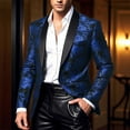 thumbnail image 1 of Tops for Men Blazer Button Formal Wedding Dressing Suits Solid Color Casual Suit Jacket Mens Coats Blue L, 1 of 6