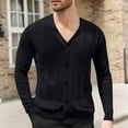 thumbnail image 1 of Tops for Men Cardigan Knitted Long Sleeve Hoodless Casual Solid Color Casual Outwear Jackets Mens Coats Black L, 1 of 6