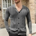 thumbnail image 1 of Tops for Men Cardigan Knitted Long Sleeve Hoodless Casual Solid Color Casual Outwear Jackets Mens Coats Dark Gray L, 1 of 6