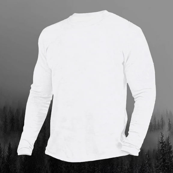 Tops for Men Long Sleeve Round Neck Casual Pullover Solid T Shirt Blouse,Mens Blouse White XXXL