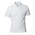 thumbnail image 1 of Tops for Men Plus Size Short Sleeve Ice Zipper Turdown Collar Summer Casual Solid Color Sports Shirt White XXXXL, 1 of 2