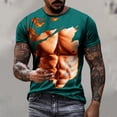 thumbnail image 1 of Tops for Men Short Sleeve Crew Neck Muscle Print Casual Graphic Tee Shirt Green 3XL, 1 of 6