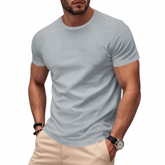 Tops for Men Short Sleeved Solid Color Outdoor Running Sports Breathable Short Sleeve Shirt,Mens Blouse Gray XL