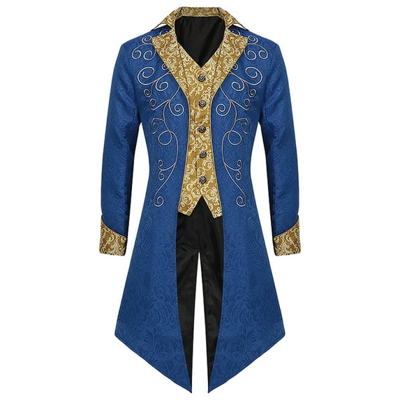 Tops for Men Tailcoat Jacket for Halloween Costume Medieval Punk Long Sleeved Blazer Mens Coats Multicolor L
