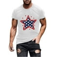 thumbnail image 1 of Tops for Men under $5 Independence Day Short Sleeved Printed T-shirt White S, 1 of 5